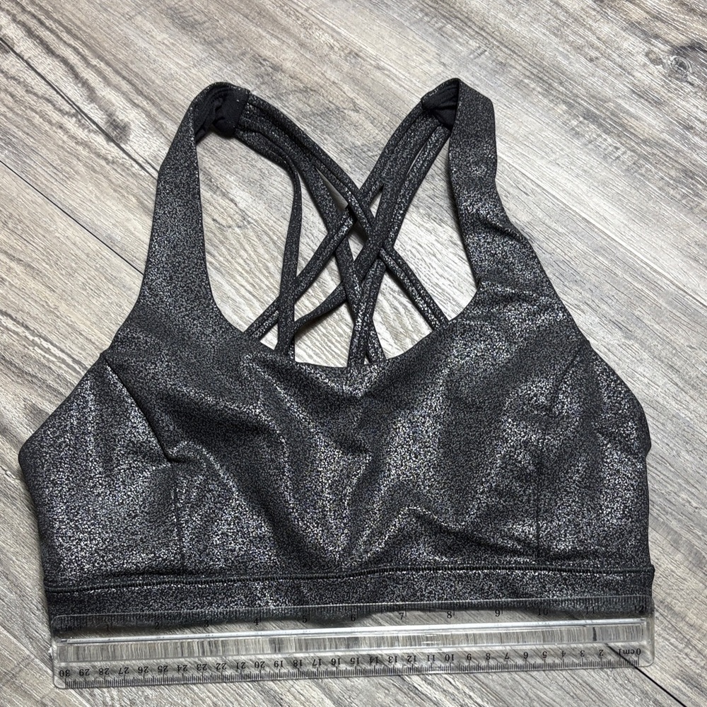 Lululemon Size 6 Women's Black Gray Sparkly Sports Bra 12.5 Inches Across